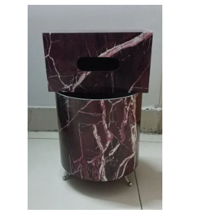 PVC Sheet Tiles Color Wooden Round Dust Bin Set