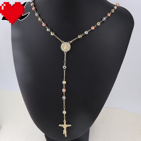 Sautoir chapelet plaqué femme