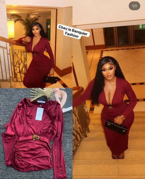 Robe Bordeaux Élegante Femme