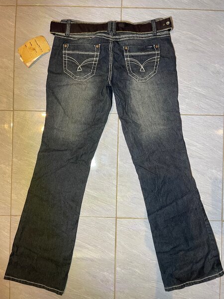 High contrast stitch jeans