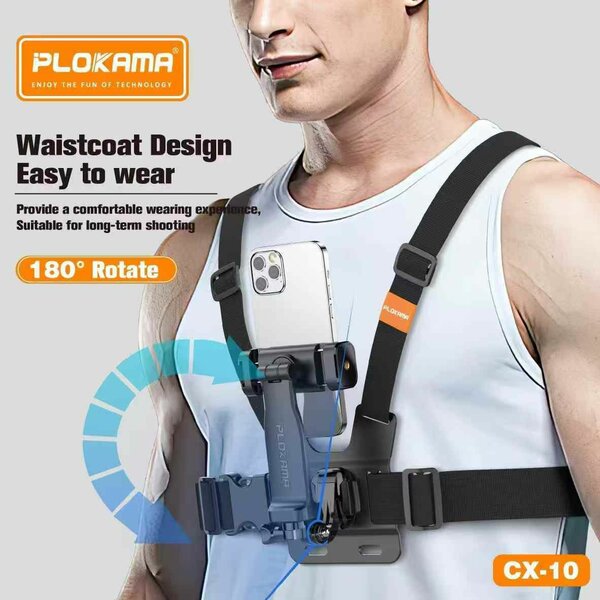 PLOKAMA CX-10 Harnais de poitrine pour caméra d'action