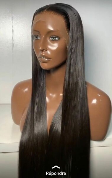 Perruque longue lisse brune