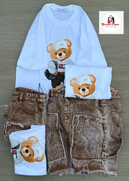T-shirt et short motif ours