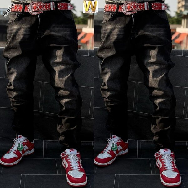 Jean cargo noir avec ceinture