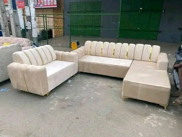 Canapé d'angle en tissu beige