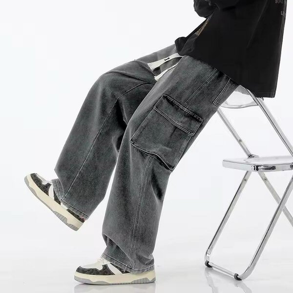 Jean cargo large décontracté homme