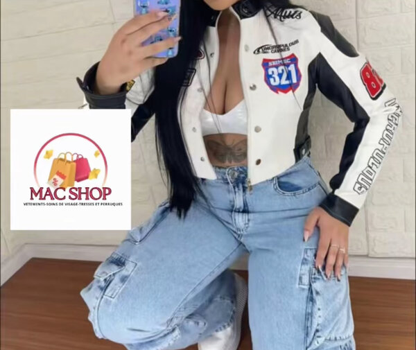 Veste moto cuir femme