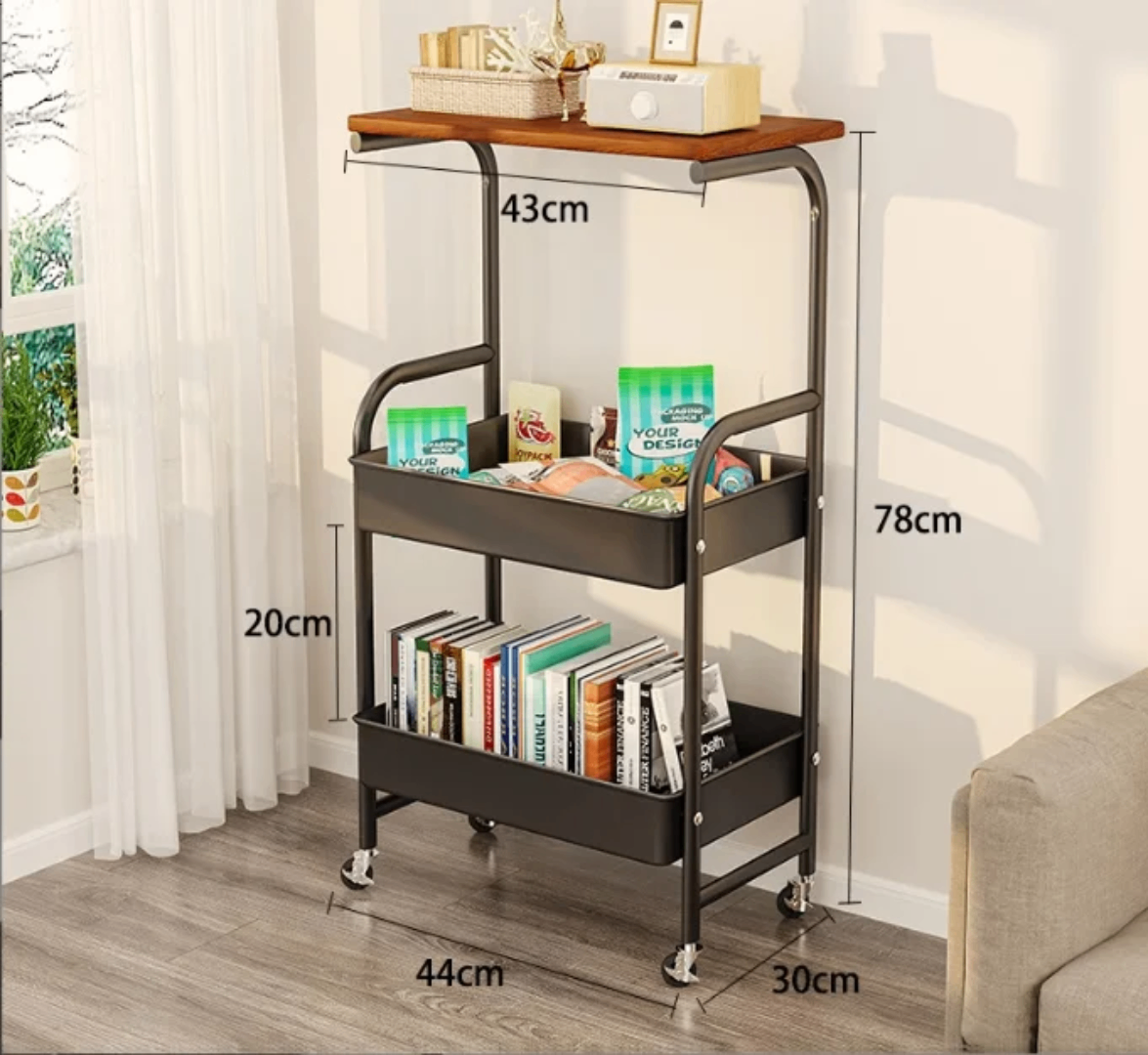 Chariot de service roulant 3 étages