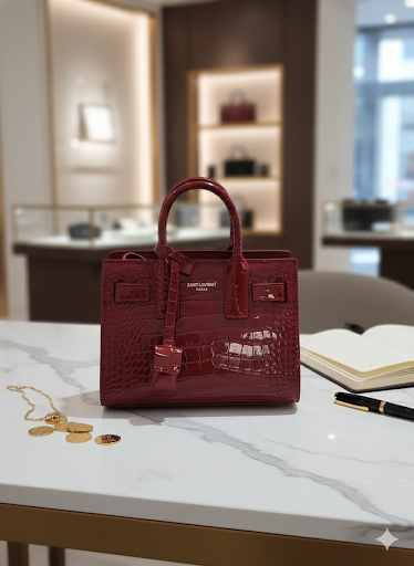 Sac à main cuir croco rouge