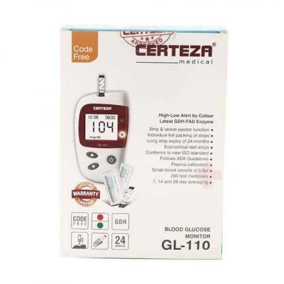 CERTEZA GL 110 GLUCOMETER WITH 10 STRIPS