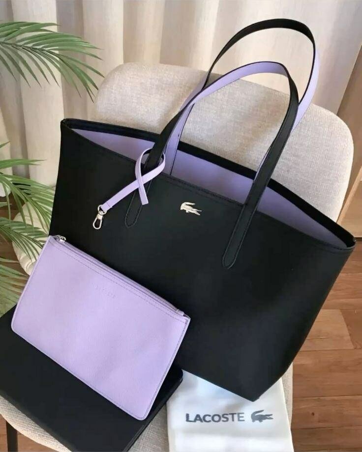 Sac cabas en cuir bicolore Lacoste