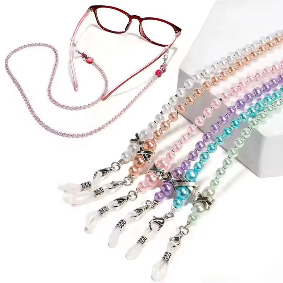 Chaîne Lunettes Perles Élégante