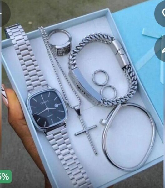 Ensemble Montre et Bijoux en Acier