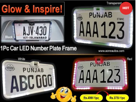1Pc Car LED Number Plate Frame with Camera Fitting Option