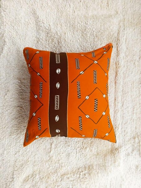 Coussin décoratif africain orange