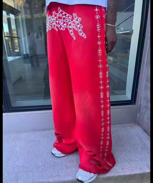 Pantalon ample unisexe brodé