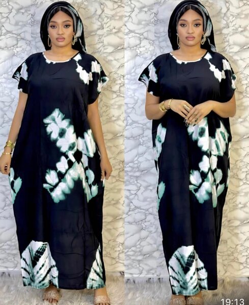 Boubou indigo Sénégal avec foulard