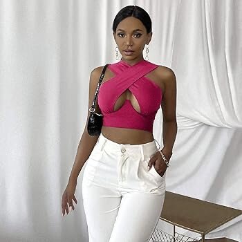 Top dos nu croisé rose