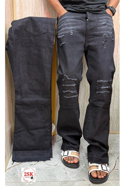 Jean déchiré noir homme