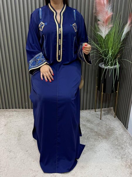 Abaya longue bleue pour femme