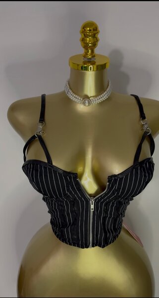Bustier rayé élégant zip