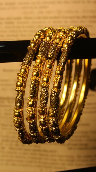 Unique Antique Golden Pearls Design Bangles