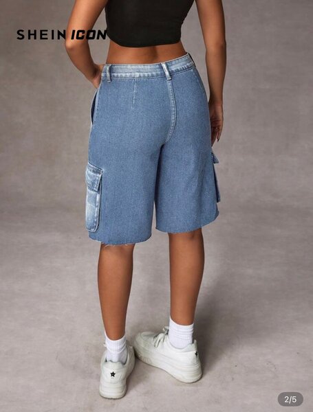 Bermuda cargo en jean femme