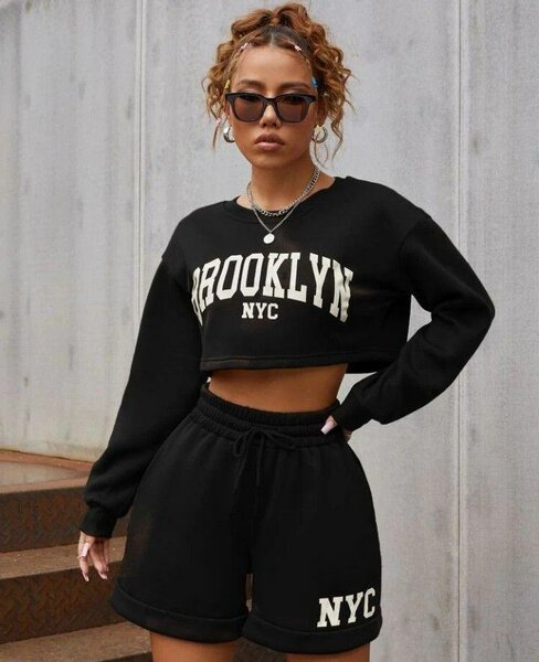 Sweat-shirt court NYC pour femme