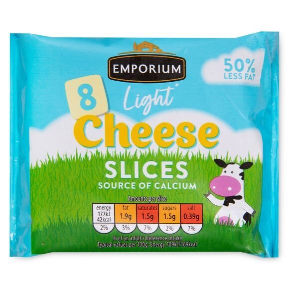 Emporium Original/Light Cheese Slices 200g/8 Pack