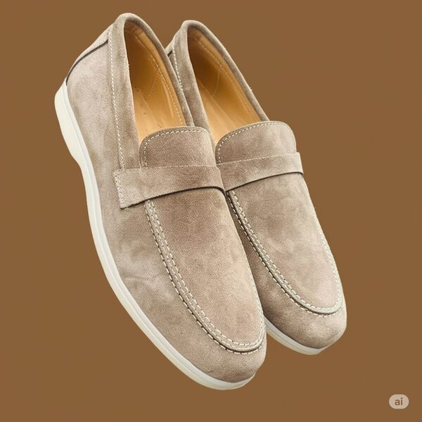 Mocassins en daim beige