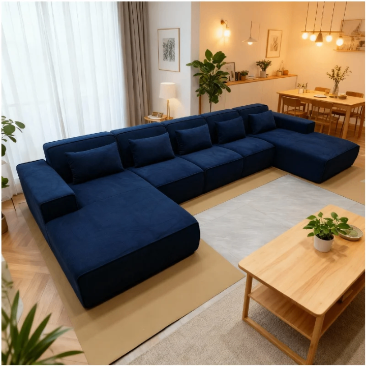 Canapé d'angle convertible en cuir