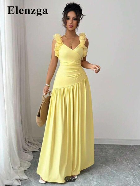Elegant Yellow Evening Gown