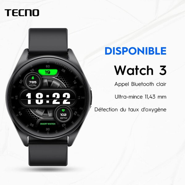 Tecno Watch 3 - Montre Connectée Bluetooth