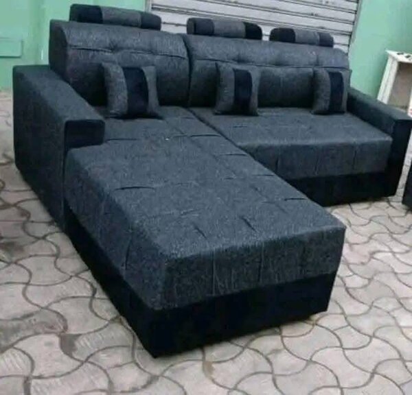 Canapé d'angle en tissu gris foncé