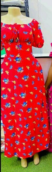 Red summer dress with print