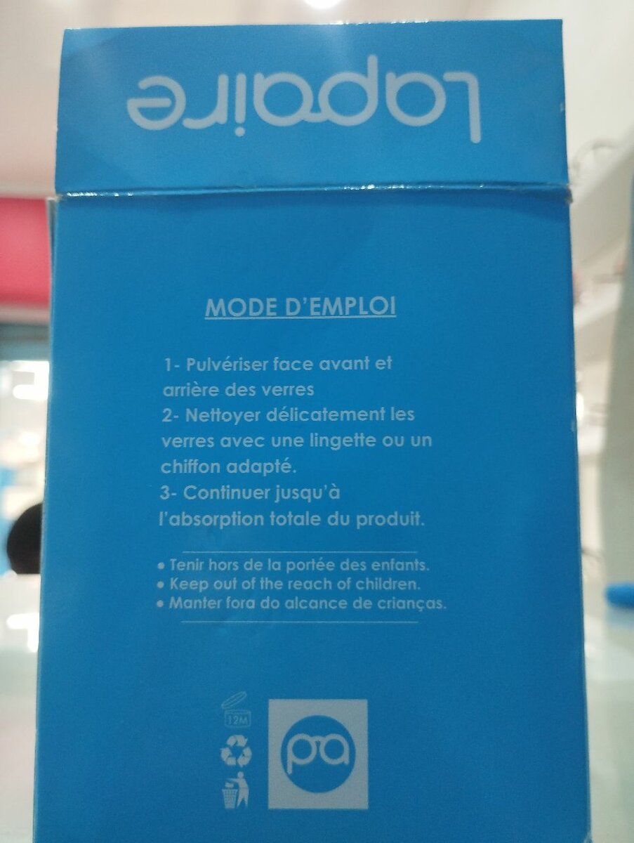 Spray nettoyant pour lunettes