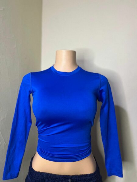 T-shirt bleu femme manches longues