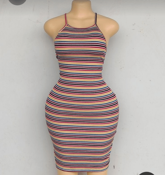 Robe moulante rayée femme