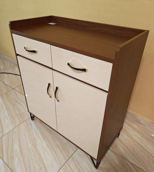 Meuble de rangement cuisine marron et blanc