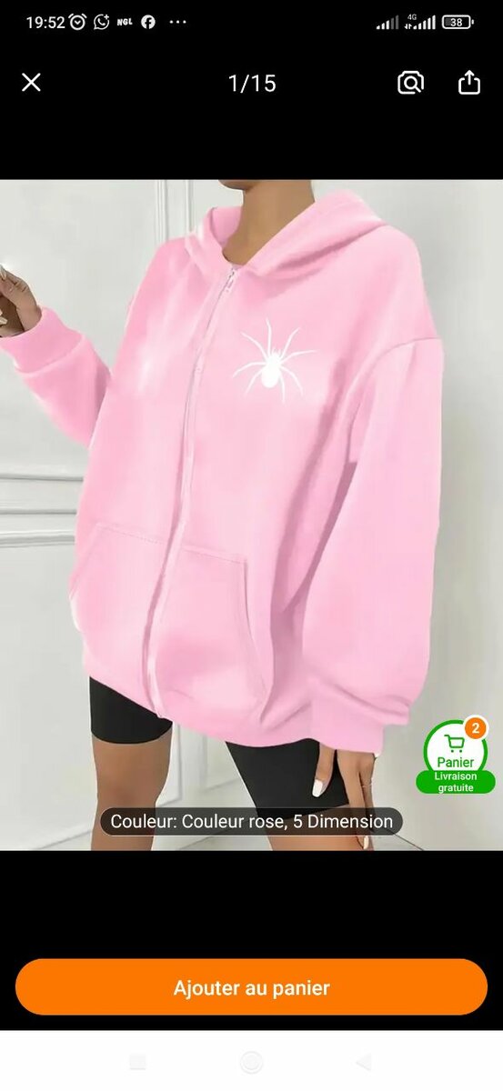 Veste Sweat Capuche Rose