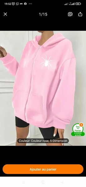 Veste Sweat Capuche Rose