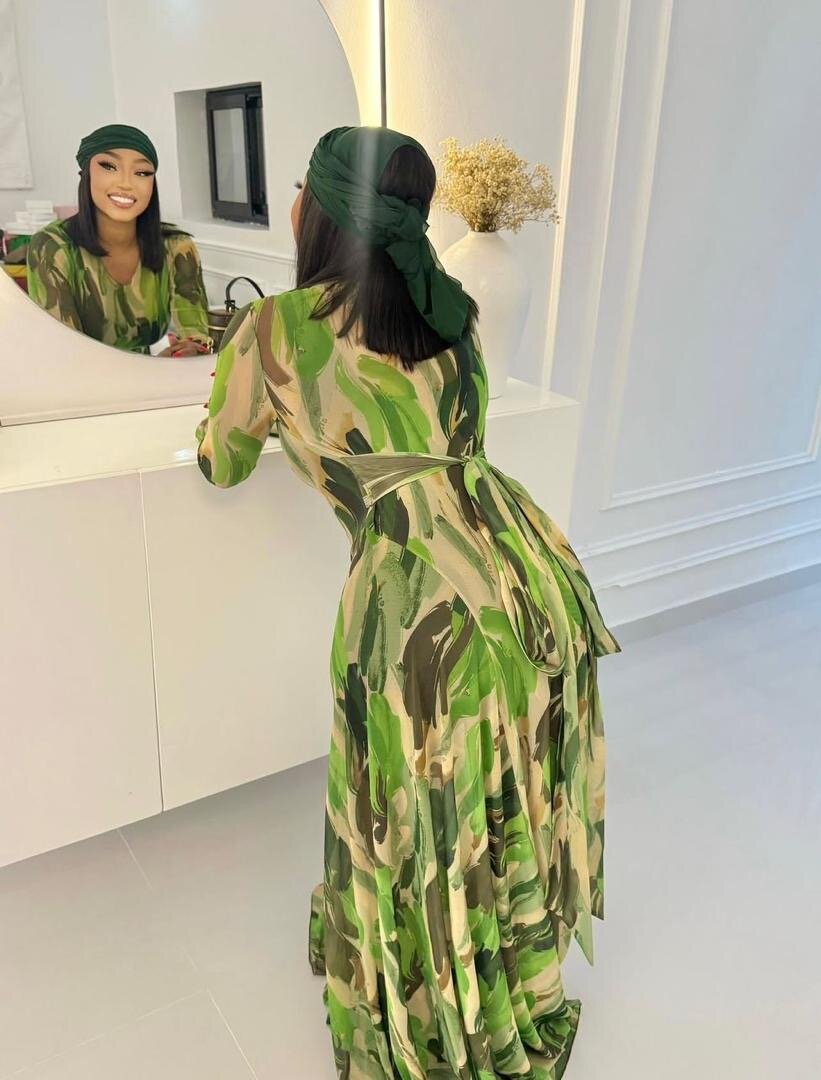 Robe longue camouflage vert
