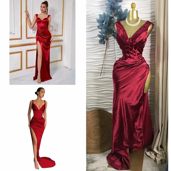 Robe de soirée rouge satin