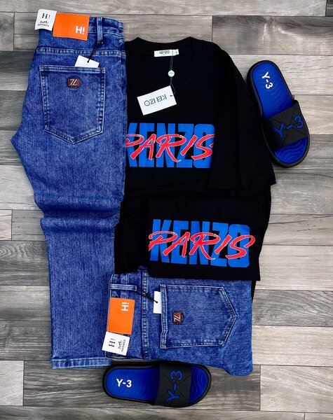 Ensemble homme: T-shirt, jeans et chaussures Y-3