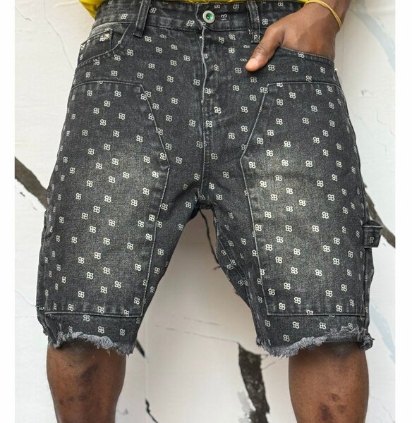 Shorts en jean à motifs