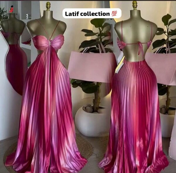 Robe Longue Satinée Rose