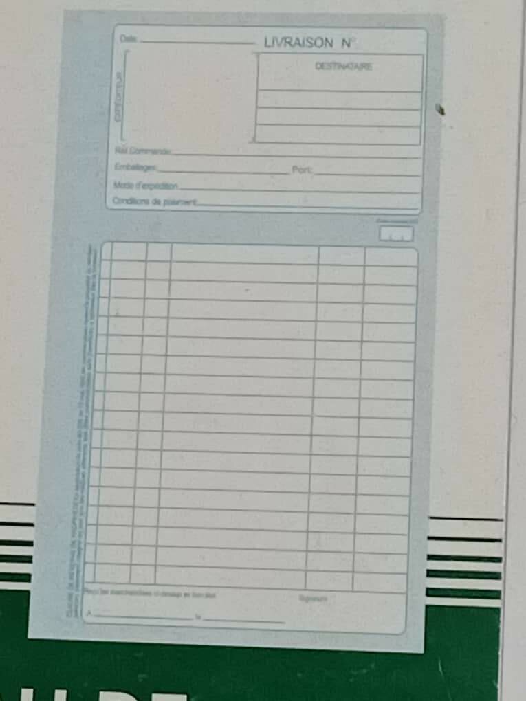 Carnet Bordereaux Livraisons