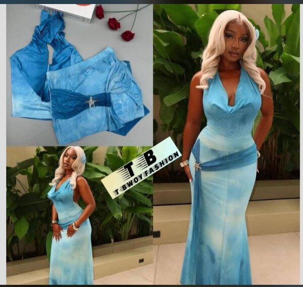 Robe longue bleu élégante