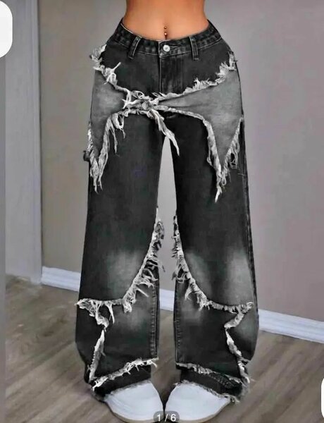 Jeans larges déchirés femme