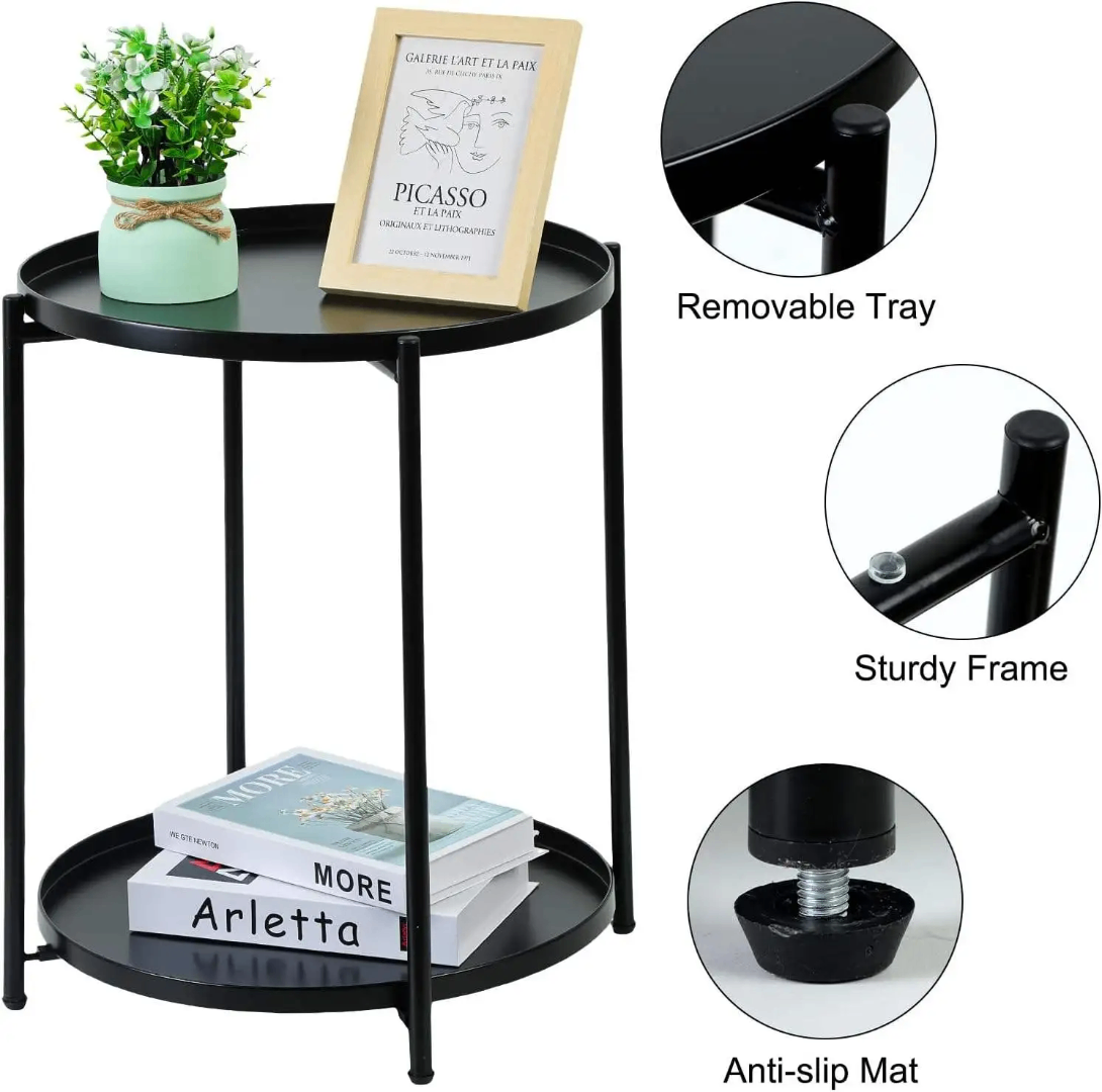 Table d'appoint ronde à 2 étages